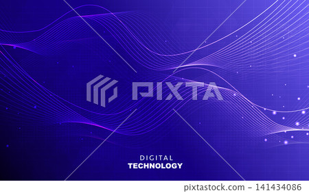 Abstract dark blue digital technology background with futuristic glowing wave lines, cyan dynamic light stream, high speed data transfer banner for cyber network science business presentation. Abstract dark blue digital technology background with futuristic glowing wave lines, cyan dynamic light stream, high speed data transfer banner for cyber network science business presentation. 141434086