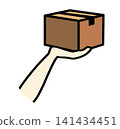 一手拿著紙箱的插圖（送貨、禮物、配送、運輸） 141434451