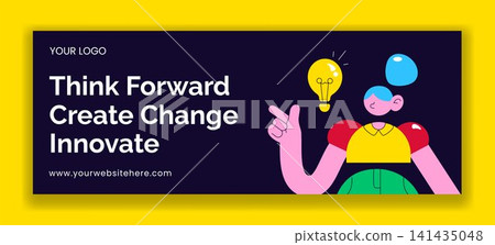 Flat Cartoon Social Media Cover for Innovation Technology Background Illustration Flat Cartoon Social Media Cover for Innovation Technology Background Illustration 141435048