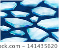 Abstract background illustration of drift ice and sea ice painted in watercolor. 141435620