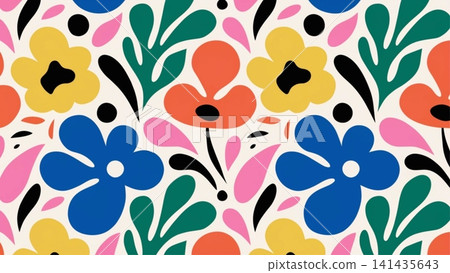 Modern Scandinavian Floral Matisse-inspired Flat Vector Bold Organic Shapes background Modern Scandinavian Floral Matisse-inspired Flat Vector Bold Organic Shapes background 141435643