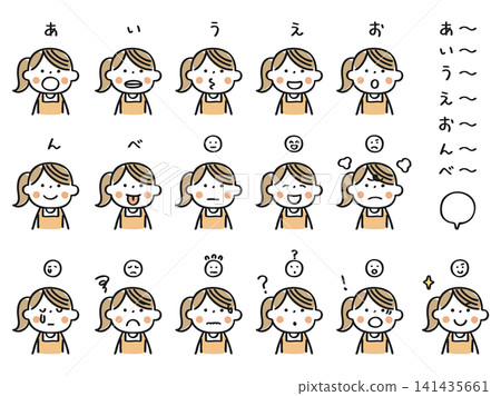 A-I-U-E-O Mouth Shape & Expression Variation Set - Girl A-I-U-E-O Mouth Shape & Expression Variation Set - Girl 141435661