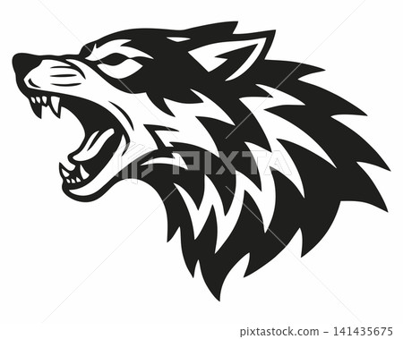 Vector mascot of a wolf's head snarling fiercely. Vector mascot of a wolf's head snarling fiercely. 141435675