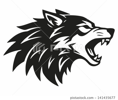 Vector mascot of a wolf's head snarling fiercely. Vector mascot of a wolf's head snarling fiercely. 141435677
