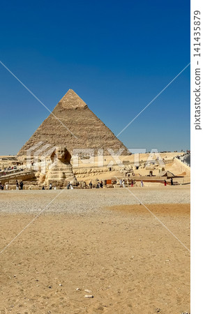The Great Sphinx guards the pyramids of the pharaohs at Giza. The Great Sphinx guards the pyramids of the pharaohs at Giza. 141435879