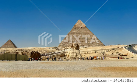 The Great Sphinx guards the pyramids of the pharaohs at Giza. The Great Sphinx guards the pyramids of the pharaohs at Giza. 141435885