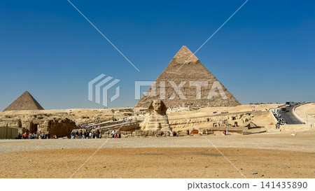 The Great Sphinx guards the pyramids of the pharaohs at Giza. The Great Sphinx guards the pyramids of the pharaohs at Giza. 141435890