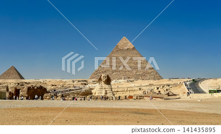 The Great Sphinx guards the pyramids of the pharaohs at Giza. The Great Sphinx guards the pyramids of the pharaohs at Giza. 141435895