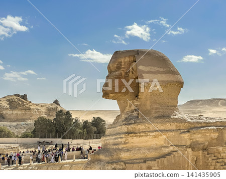 The Great Sphinx guards the pyramids of the pharaohs at Giza. The Great Sphinx guards the pyramids of the pharaohs at Giza. 141435905