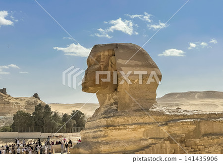 The Great Sphinx guards the pyramids of the pharaohs at Giza. The Great Sphinx guards the pyramids of the pharaohs at Giza. 141435906