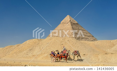 Bedouin camels and horses near the Egyptian pyramids, Cairo, Giza Bedouin camels and horses near the Egyptian pyramids, Cairo, Giza 141436005