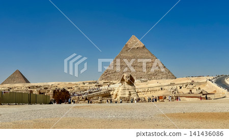 The Great Sphinx guards the pyramids of the pharaohs at Giza. The Great Sphinx guards the pyramids of the pharaohs at Giza. 141436086