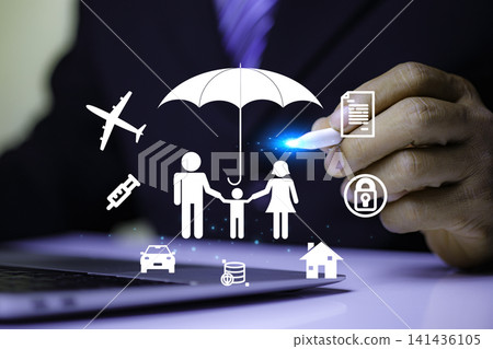 Online Insurance Policy Document with Application Concept, Digital Agreement and Financial Protection. car , house , life ,healthcare , family , travel protecting. Online Insurance Policy Document with Application Concept, Digital Agreement and Financial Protection. car , house , life ,healthcare , family , travel protecting. 141436105