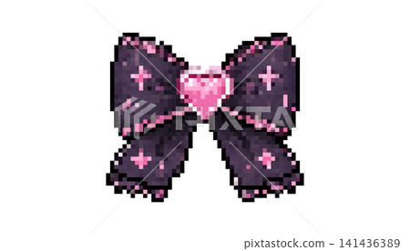 Cute dark pixel bow with pink heart detail in pastel y2k style Cute dark pixel bow with pink heart detail in pastel y2k style 141436389