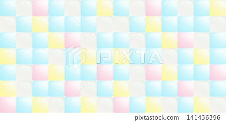 Blue pool tile glossy mosaic pattern with pastel colors and square grid 141436396