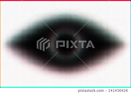 Abstract glitch eye with pixel distortion on white background 141436426