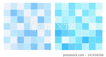 Blue pool tile mosaic set with square grid patterns in different shades Blue pool tile mosaic set with square grid patterns in different shades 141436588