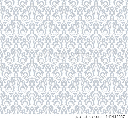 Wallpaper in the style of Baroque. White and gray floral ornament. Seamless vector background. Graphic pattern for fabric, wallpaper, packaging. Ornate Damask flower illustration Wallpaper in the style of Baroque. White and gray floral ornament. Seamless vector background. Graphic pattern for fabric, wallpaper, packaging. Ornate Damask flower illustration 141436637