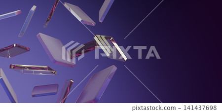 Floating Transparent Glass Crystal Shapes on Dark Purple Abstract Background Floating Transparent Glass Crystal Shapes on Dark Purple Abstract Background 141437698