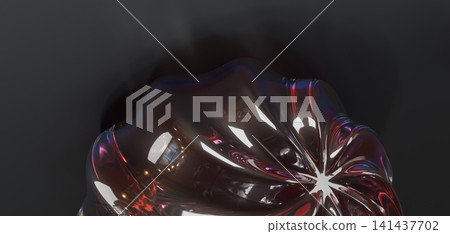 Dark Luxury Metallic Liquid Glass Abstract Sculpture with Glossy Reflection Dark Luxury Metallic Liquid Glass Abstract Sculpture with Glossy Reflection 141437702