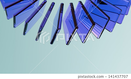 Luxury Transparent Blue Glass Arc Panels Minimal Abstract 3D Composition Luxury Transparent Blue Glass Arc Panels Minimal Abstract 3D Composition 141437707