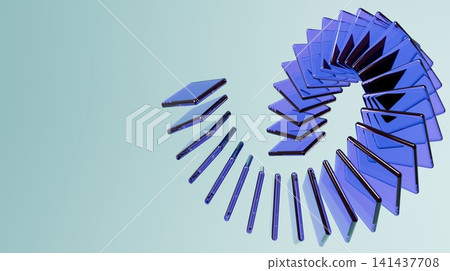 Abstract Transparent Glass Spiral Wave on Soft Blue Gradient 3D Background 141437708