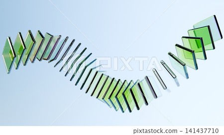 Green Transparent Glass Wave Abstract Geometry on Minimal Background 3D Render Green Transparent Glass Wave Abstract Geometry on Minimal Background 3D Render 141437710