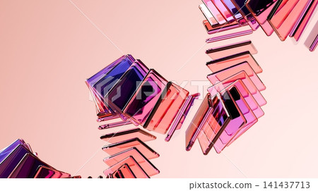 Abstract Transparent Blue Glass Flowing Ribbon Minimal 3D Background Abstract Transparent Blue Glass Flowing Ribbon Minimal 3D Background 141437713