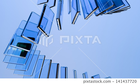 Luxury Blue Transparent Glass Arc Abstract Geometry 3D Illustration Luxury Blue Transparent Glass Arc Abstract Geometry 3D Illustration 141437720