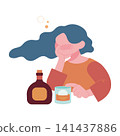 一位女士因飲酒放鬆而感到微醺。 141437886