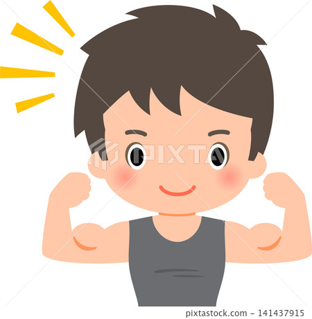 A muscular man flexing his biceps A muscular man flexing his biceps 141437915