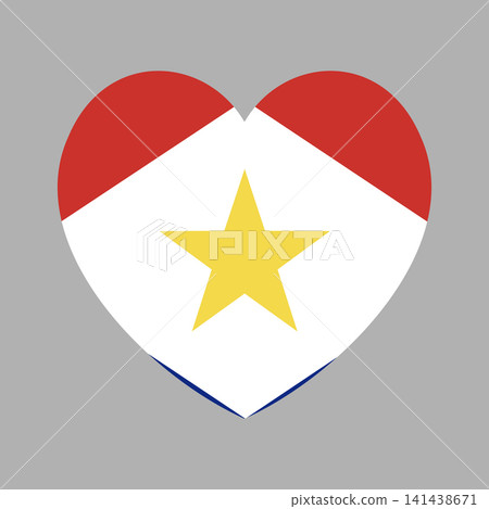 National Saba Island Flag heart banner. Saba Flag heart shaped icon, badge. Flag of Saba sticker, button heart. 141438671