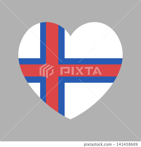 Faroe Islands flag icon, sticker heart. Flag of Faroe Islands with Nordic Cross heart shaped button, badge. National Faroe Islands flag banner in heart shape. Faroe Islands flag icon, sticker heart. Flag of Faroe Islands with Nordic Cross heart shaped button, badge. National Faroe Islands flag banner in heart shape. 141438689