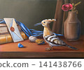 Still life with hoopoe and letter 141438766