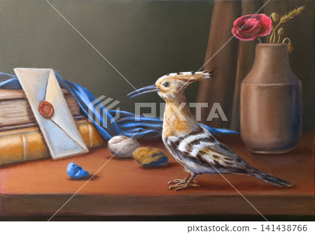 Still life with hoopoe and letter 141438766