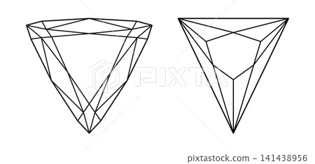 Trillion, Triangular diamond cut shape. Gemstone outline icons for jewellery design, branding, packaging, logotype, digital graphic. Triangle, Trillion brilliant cut layouts set. Trillion, Triangular diamond cut shape. Gemstone outline icons for jewellery design, branding, packaging, logotype, digital graphic. Triangle, Trillion brilliant cut layouts set. 141438956