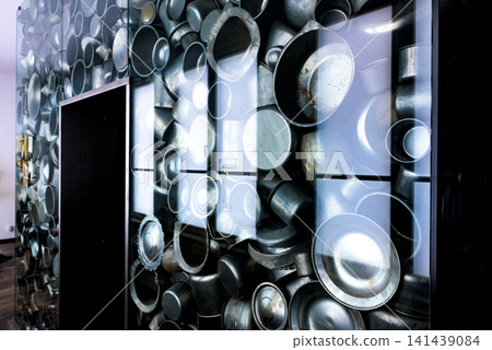 Metal tableware manufactured during the time, on display at Schindler's Factory Museum, Krakow. Metal tableware manufactured during the time, on display at Schindler's Factory Museum, Krakow. 141439084
