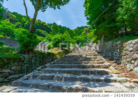 Stone steps of the main approach to Azuchi Castle ruins, Omihachiman City, Shiga Prefecture Stone steps of the main approach to Azuchi Castle ruins, Omihachiman City, Shiga Prefecture 141439359