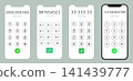 Smartphone dial keypad with numbers and letters. Interface keypad for touchscreen device. 141439777