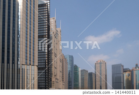 Lujiazui financial district skyscrapers buildings landscape in Shanghai Lujiazui financial district skyscrapers buildings landscape in Shanghai 141440011