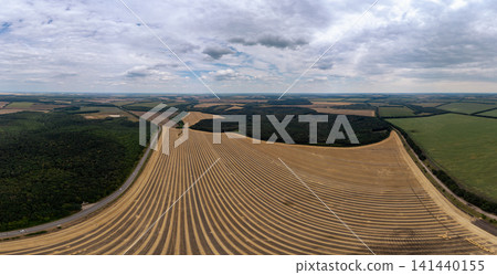 Aerial View of Curved Agricultural Field Aerial View of Curved Agricultural Field 141440155