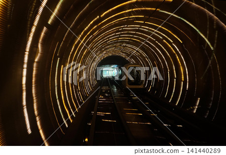 Sight seeing tunnel under Huangpu river in Shanghai, China Sight seeing tunnel under Huangpu river in Shanghai, China 141440289