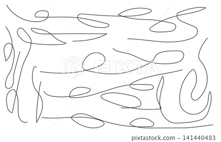 Continuous black lines create an abstract pattern on white background in horizontal format. Continuous black lines create an abstract pattern on white background in horizontal format. 141440483