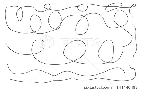 Continuous line art depicting flowing abstract patterns hand drawn vector sketch element. 141440485