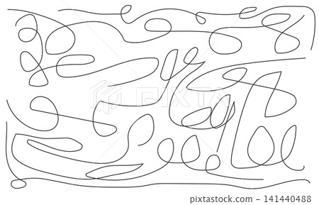 Continuous line art on white background, abstract doodle drawing with many different curves. Continuous line art on white background, abstract doodle drawing with many different curves. 141440488