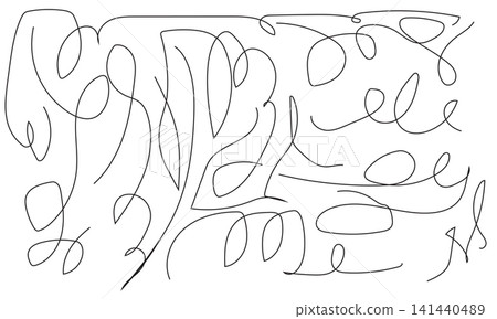 Continuous line art scribble pattern with abstract hand drawn flowing shapes for design. Continuous line art scribble pattern with abstract hand drawn flowing shapes for design. 141440489
