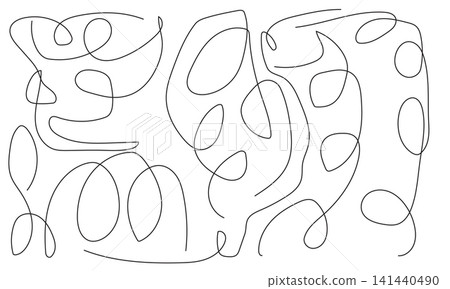 Continuous line drawing of abstract random shapes and forms on a clean white background. Continuous line drawing of abstract random shapes and forms on a clean white background. 141440490