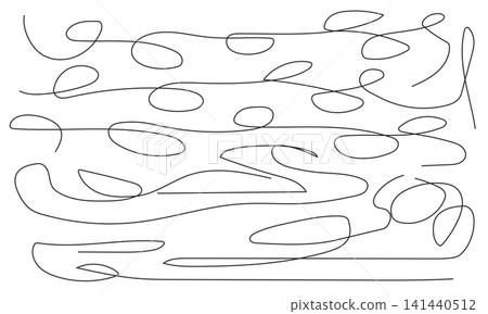 Intricate continuous line drawing creating a rhythmic, wavy pattern on white background. Intricate continuous line drawing creating a rhythmic, wavy pattern on white background. 141440512