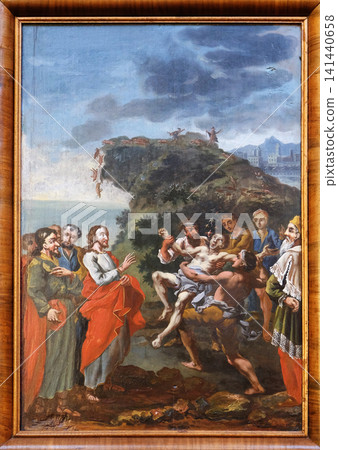 Miracles of Jesus: Expelling demons, church of Immaculate Conception in Lepoglava, Croatia 141440658