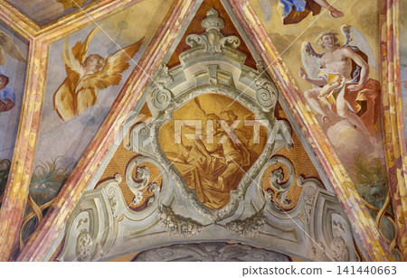 Sain Matthew the Evangelist, fresco in the church of Immaculate Conception in Lepoglava, Croatia 141440663